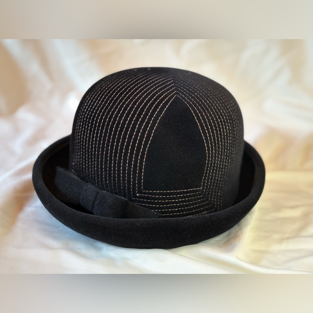 Anita Pineault Vintage Black Felt Bow Hat